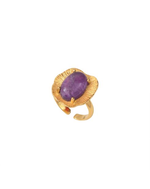 Anillo Swann de oro fino y morado