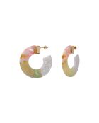 Pendientes tipo argolla en resina teñida con colores ovalados y multicolores ácidos
