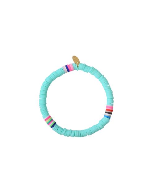 Heichi Armband aus goldenen/blauen Vinylperlen