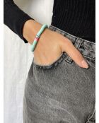 Heichi Armband aus goldenen/blauen Vinylperlen