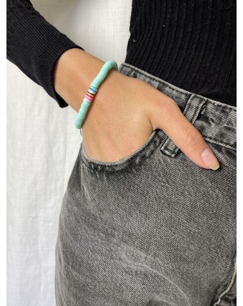 Heichi Armband aus goldenen/blauen Vinylperlen