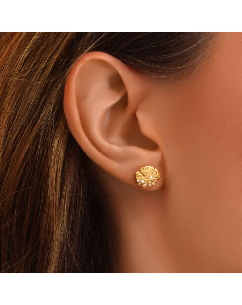 Par de siete pendientes de oro fino, dorado/azul