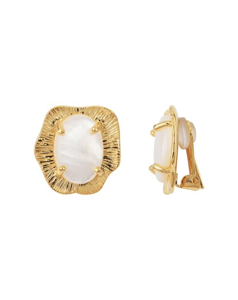 Par de pendientes Swann en oro fino/oro blanco