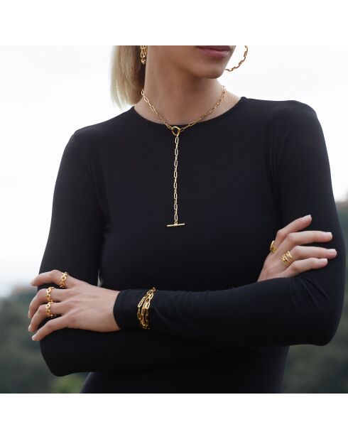 Collier/bracelet 3 tours Janis à l'or fin doré
