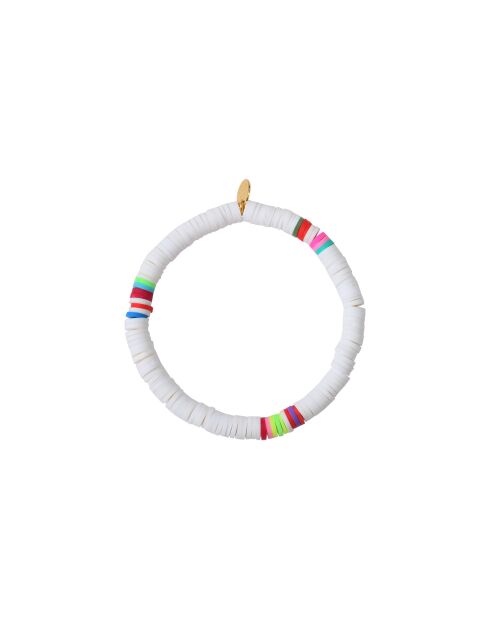 Heichi Armband aus goldenen/weißen Vinylperlen