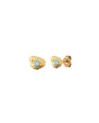 Paire de boucles d’oreilles Eleven à l’or fin doré/bleu
