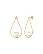 Paire de boucles d’oreilles Meghan Drop en acier inoxydable doré/blanc