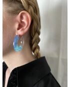 Paola oorringen in hars getint met heldere en zuurblauwe kleuren