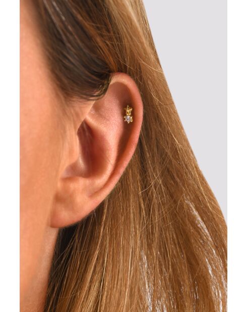 Mini-Sternpiercing aus Edelstahl, besetzt mit goldenen/weißen Zirkonoxiden