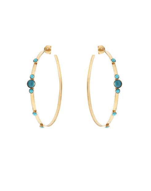 Maya goud/blauwe fijne gouden oorringen