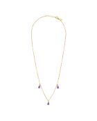 Danaé goud/paarse fijne gouden ketting