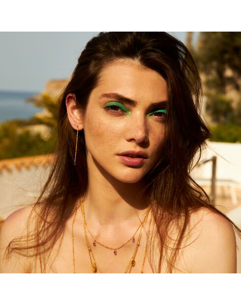 Danaé goud/paarse fijne gouden ketting