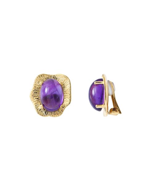 Paio di raffinati orecchini Swann in oro/viola