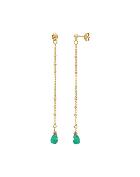 Danaé goud/groene fijngouden oorbellen