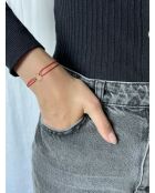 Goldenes/rotes Rundkordelarmband aus Feingold