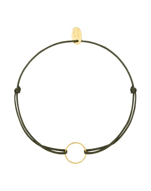 Goldenes/grünes Rundkordelarmband aus Feingold