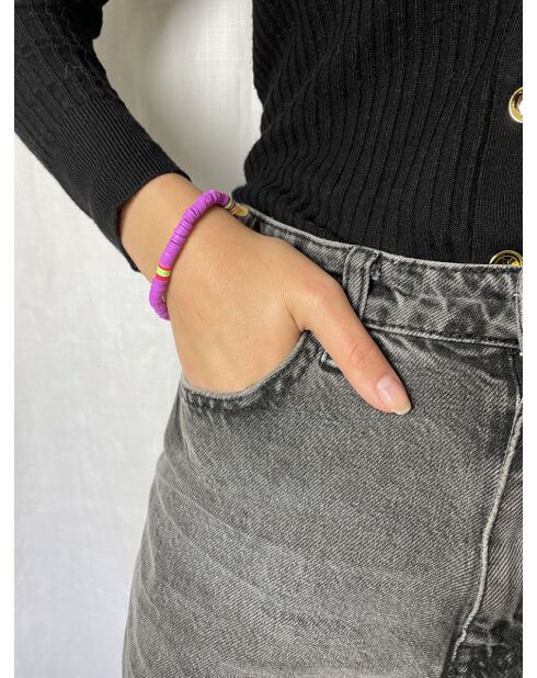 Heichi Armband aus goldenen/lila Vinylperlen