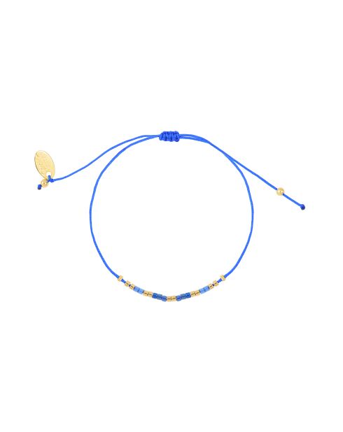 Pulsera Alexandra de cordón dorado y azul fino