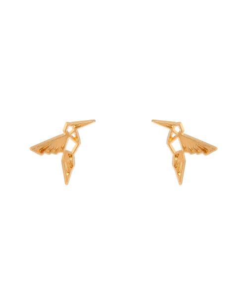 Paar Mini Colibri oorbellen in fijn goud