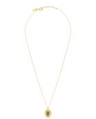 Iris goud/blauwe fijne gouden halsketting