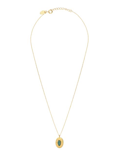 Iris goud/blauwe fijne gouden halsketting