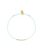 Fineline-Kordelarmband auf gefärbter Baumwollkordel und feinem Gold/Blaugold