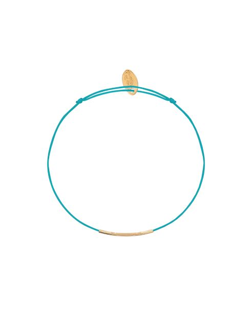 Fineline-Kordelarmband auf gefärbter Baumwollkordel und feinem Gold/Blaugold