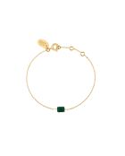 Aurore Armband aus Feingold und besetzt mit einem feinen golden/grünen Stein