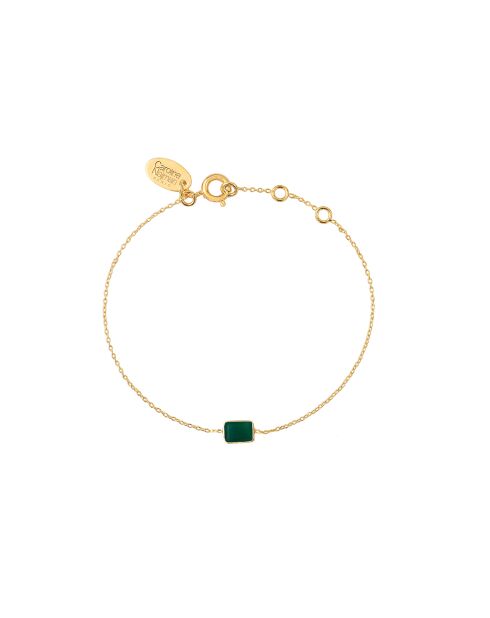 Aurore Armband aus Feingold und besetzt mit einem feinen golden/grünen Stein
