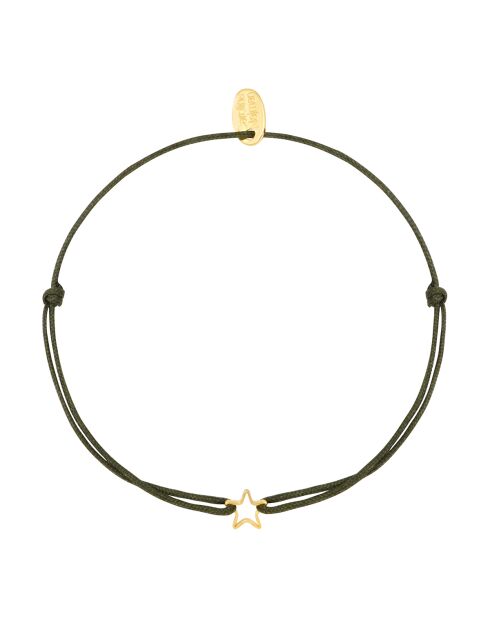 Goldenes/grünes Kordelarmband Hollow Star aus Feingold