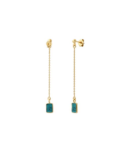 Pendientes Aurore en oro fino engastados con gemas doradas y azules