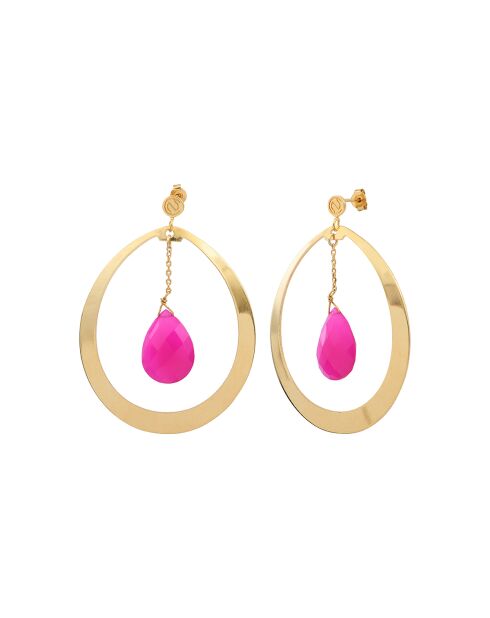 Solange goud/roze fijne gouden oorringen