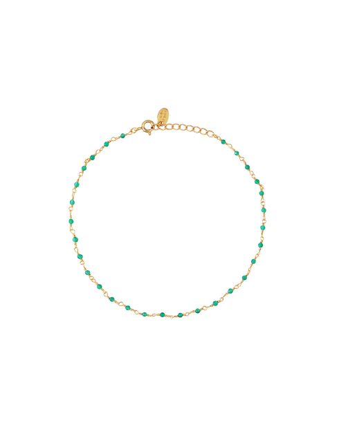 Chaîne de cheville Roxane à l’or fin doré/vert
