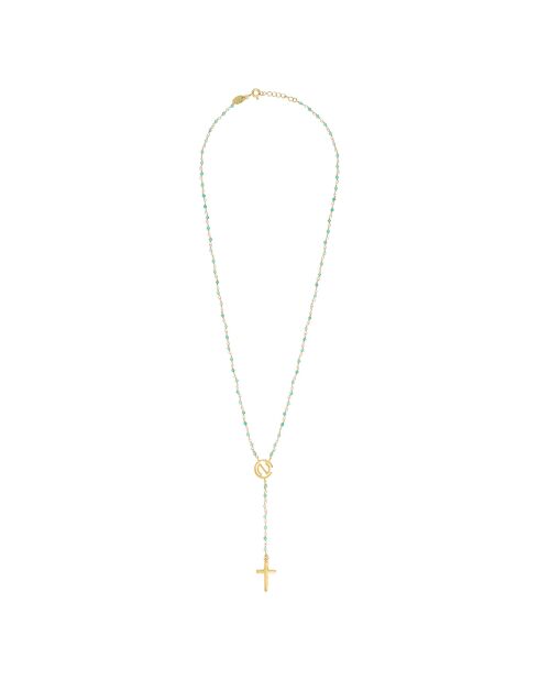 Rosenkranzkette Teresa aus Gold/grünem Feingold