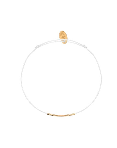 Fineline-Kordelarmband auf gefärbter Baumwollkordel und feinem Gold/Weißgold
