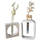 Glamour Candle 6ST Vasenset, 14 x 14 x 4 cm/4 x 11 x 11 cm, Grau/Weiß