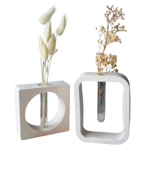 Glamour Candle 6ST Vasenset, 14 x 14 x 4 cm/4 x 11 x 11 cm, Grau/Weiß