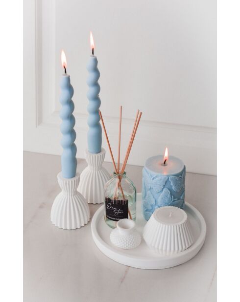Vanilla Amberblauw/witte geurkaarsenset - 6 stuks