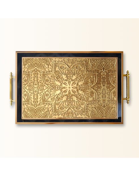 Plateau TPA9856 doré/noir - 50x29x3,5 cm