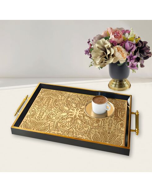 Plateau TPA9856 doré/noir - 50x29x3,5 cm