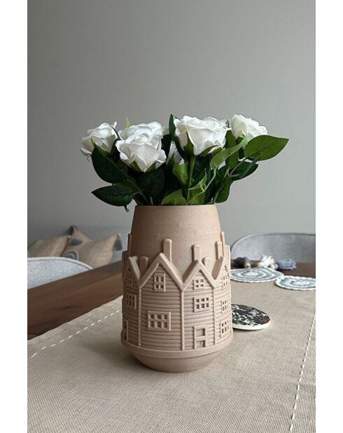 Vaso Winter House beige - H.20cm