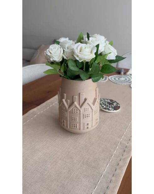 Vaso Winter House beige - H.20cm