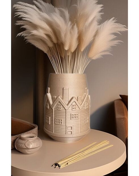 Vaso Winter House beige - H.20cm