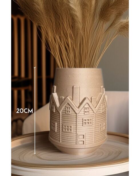 Vaso Winter House beige - H.20cm