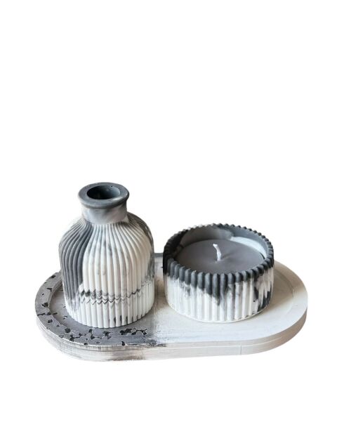 Glamour Candle 11ST grijs/witte kaarsenset - 3 stuks