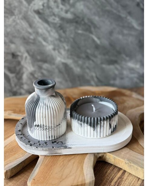 Glamour Candle 11ST grijs/witte kaarsenset - 3 stuks