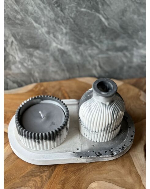 Glamour Candle 11ST grijs/witte kaarsenset - 3 stuks