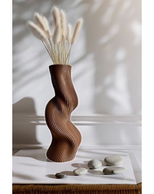 Vase Decorative Wave brune - H.23cm