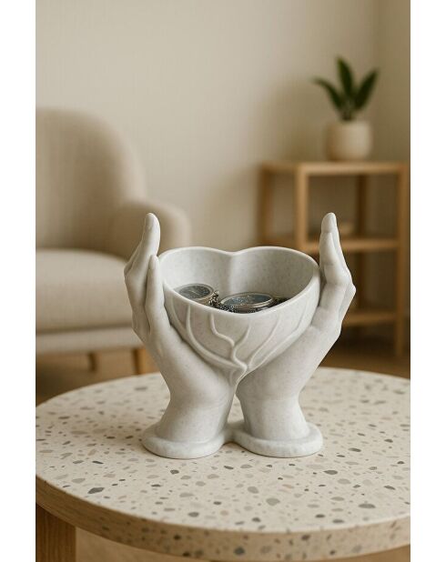 Objet décoratif Heart blanc - 16,5x12,5x17,5 cm