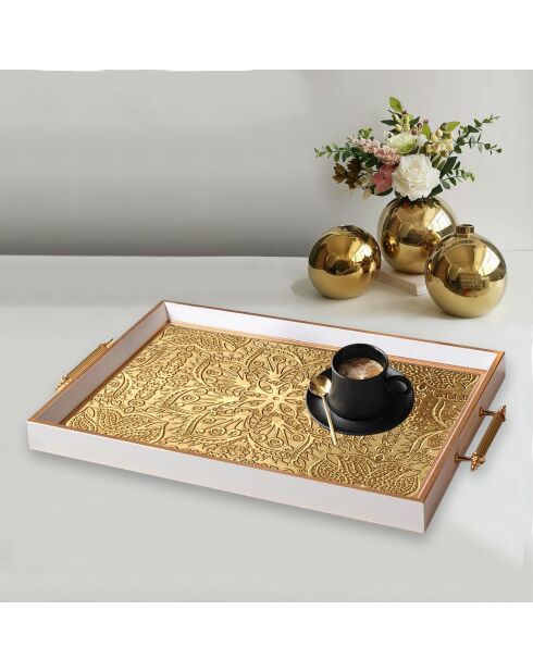 Plateau TPB9856 doré/blanc - 50x29x3,5 cm
